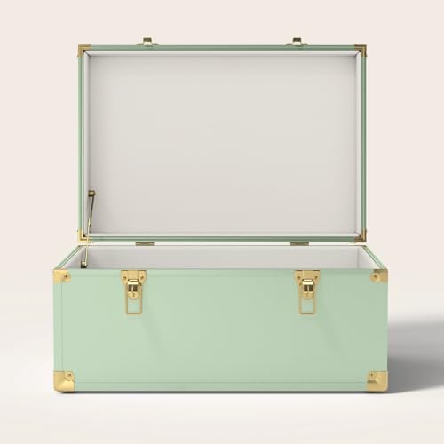Momento Wedding Keepsake Trunk | Personalized Memory Box for Wedding Mementos | Handmade in USA | Metal and Plywood Construction | Standard Size 20" (Green/Cream Dots) - color: Green/Cream Dots, size: Standard (20")