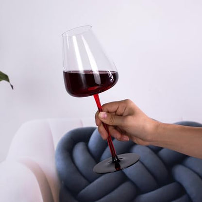 KAMMAK Crystal Red Wine Glasses Set of 2, 16.06 oz Stemmed Glasses, XH008 | Hand Blown, Bordeaux Wine Glasses, Thin Rim & Long Stem, Red & White, Daily Use, Wedding or Birthday Gift for Women - size: 8KPXH008