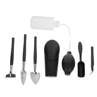 SEWACC 8pcs Mini Garden Tool Set for Indoor Planting and Succulent Care, Hand Trowel and Digging Shovels with Hand Weeder Fork, Compact Gardening Kit for Bonsai and Terrarium Maintenance