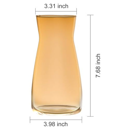 Amber Glass Vase 8 Inch, Round Borosilicate Clear Glass Flower Vase, Modern Boho Style Centerpiece Vase for Home Kitchen Wedding, Housewarming - color: Amber