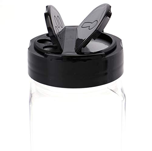 Bekith 16 Pack 9 oz Plastic Spice Jars with Black Cap, Plastic Spice Bottles Empty Seasoning Containers for Storing Spice, Herbs and Powders