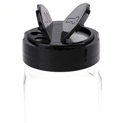 Bekith 16 Pack 9 oz Plastic Spice Jars with Black Cap, Plastic Spice Bottles Empty Seasoning Containers for Storing Spice, Herbs and Powders