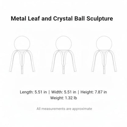 for Shelf, Desk, or Console Table Display: Modern Geometric Metal Leaf and Crystal Ball Sculpture Accent (1 PC) - size: 5.51 x 5.51 x 7.87 in