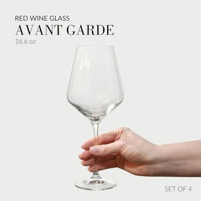 Krosno Red Wine Glasses 4-Piece 16.6 oz Avant-garde Collection, Perfect for Home, Restaurants & Parties, Dishwasher Safe, Thin Rim, Long Stem | Lead-Free Crystal Glass | White rose wine, drinking glass, water, cocktail, aperol, Lead-Free Crystal, Dishwash