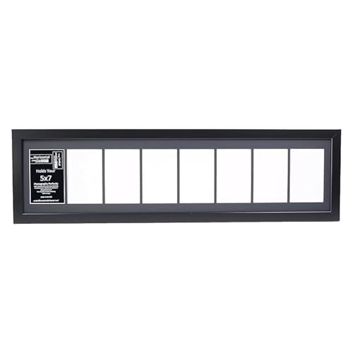 Creative Letter Art - 8 Opening 5x7 Black Picture Frame with 10x40-inch Black Mat Collage including Full Strength Glass, Alphabet Photography - color: 8 opening, size: Black w/ Black