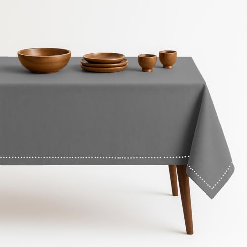 Ash Grey Cotton Tablecloth, Tabletop 52x70 Inch, Fits 4-6 Seats, Soft, Durable, Washable, Wrinkle Resistant, Rectangle Table Cloth for Dining, Events, Modern Decor, Home Dining - color: Ash Grey, size: 70" x 52" (Rectangular)