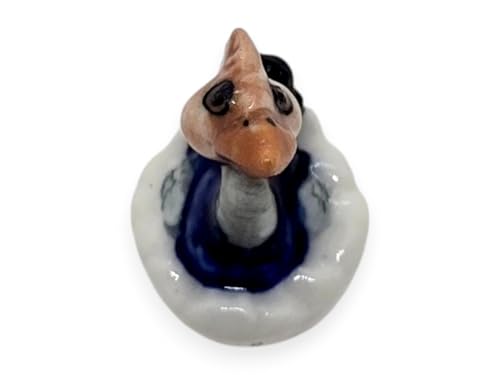 ChangThai Design ¾ Inch Cassowary Flightless Bird in Eggshell Ceramic Figurine for Terrarium Decoration Collectible Statue for Adult Collectors Handcrafted Porcelain Sculpture Home Room Tabletop Decor