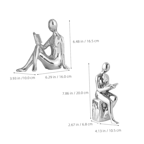 Ciieeo Modern Ceramic Bookends Reading Statue Bookshelf Decor Unique Desktop Decor