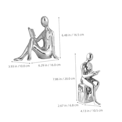 Ciieeo Modern Ceramic Bookends Reading Statue Bookshelf Decor Unique Desktop Decor
