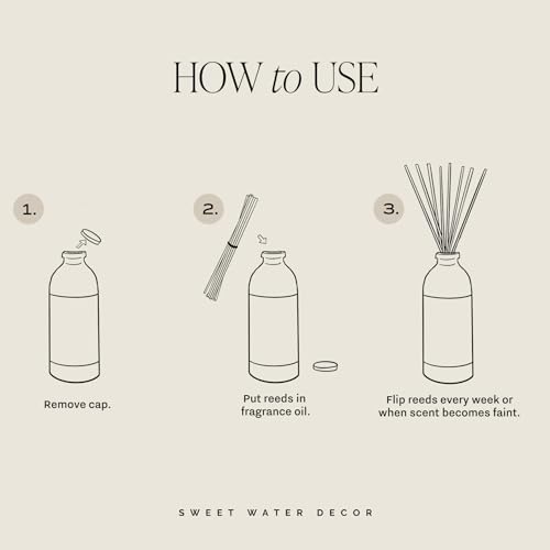Sweet Water Decor Cashmere and Vanilla Reed Diffuser Set for Home - Milky Coconut, Soft Cashmere, Bourbon Vanilla, Sandalwood Scented Reed Diffusers - Lasts 4+ Months, Made in the USA
