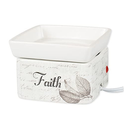 Elanze Designs Dream Actions Faith Stronger Stoneware Electric 2 in 1 Jar Candle and Wax Tart Oil Warmer - size: Medium 2-in-1