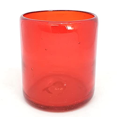 Solid Ruby Red 9 oz Short Tumblers (set of 6), Recycled Glass, Lead-free, Toxin-Free (9oz Tumbler) - color: Red, size: 9 oz