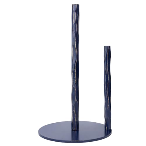 BEGINS Hand-Forged Paper Towel Holder, Kitchen Vintage Black Paper Towel Stand Holder, Heavy Duty Solid Metal Countertop Roll Paper Organizer (Blue) - color: Blue