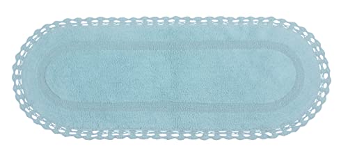 Home Weavers Hampton Crochet Reversible Bathmat 100% Cotton Bathroom Rug, Machine Washable Rug, Extra Soft and Absorbent Bath Rug, Kitchen Mat, 21"x54" Runner, Aqua - color: Aqua, size: 1'9" x 4'6" (Oval)