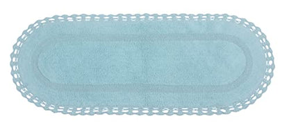 Home Weavers Hampton Crochet Reversible Bathmat 100% Cotton Bathroom Rug, Machine Washable Rug, Extra Soft and Absorbent Bath Rug, Kitchen Mat, 21"x54" Runner, Aqua - color: Aqua, size: 1'9" x 4'6" (Oval)