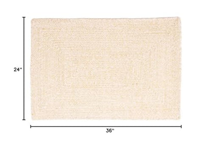 Super Area Rugs Farmhouse Braided Rug Cotton Kitchen Reversible Carpet, Yellow & White, 2' X 3' Rectangle - color: Yellow & White, size: 2' x 3' (Rectangular)