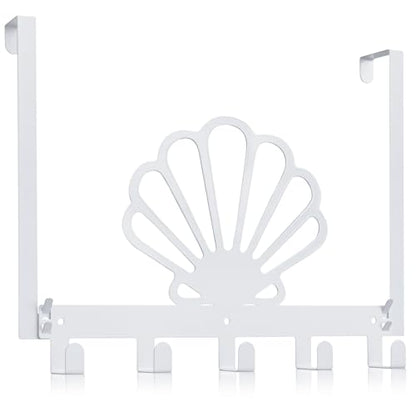 Reallnaive Seashell Over The Door Hooks Nautical Coastal Bathroom Decor Hanger Wall Mount Rack Holder for Towel, Hat, Coat, Cloth, Keychain, Bag, Seaside Home Decor - style: Nautical Seashell