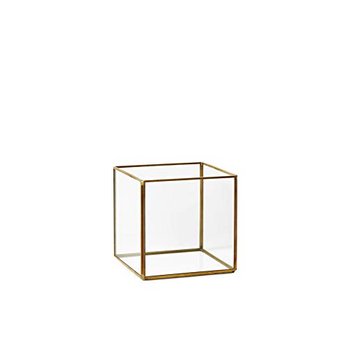 Serene Spaces Living Square Gold Lantern, Measures 5 inches Cube, Sold Individually - color: Cube