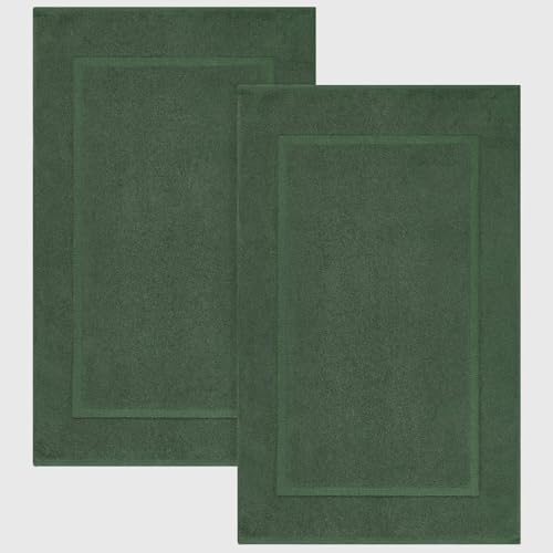 ELITE Emporium Home Collection 2-Piece Cotton Bathroom Mat Set, 21" x 34" - 100% Cotton, Absorbent, Quick-Dry, Bath Towel Mats for Floor, Hunter Green [Not a Bathroom Rug] - color: Green