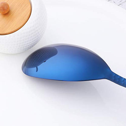 Salad Spoon and Fork Set, 12 Inch Stainless Steel Salad Server, Blue Large Serving Utensils, Dishwasher Safe, Pack of 2 - color: Blue