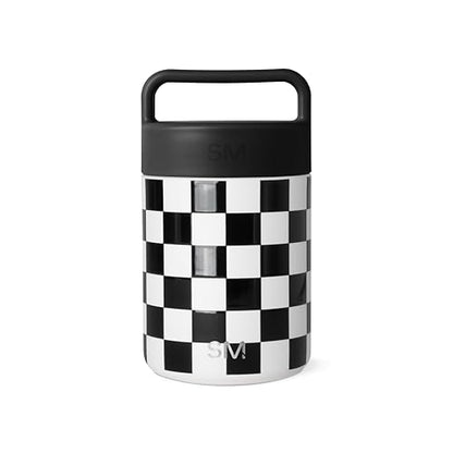 Simple Modern Insulated Food Jar with Handle | 12oz | Checkered | Provision Stainless Steel Food Jar, Lunch Container | Leak Proof for Kids, Adults, Smoothie Bowl | Black & White Checkmate - color: Pattern: Black and White Checkmate, size: 12 Ounces