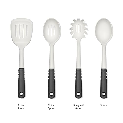 OXO Good Grips 4‑Piece Nylon Utensil Set, Oat, Cooking Utensil Set Designed to Protect Non-Stick Cookware - color: Oat
