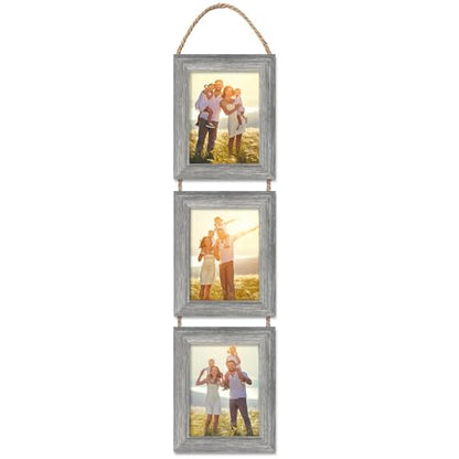 4x6 Wall Hanging Picture Frames Collage with 3 Opening Frames Grey - color: Grey, size: 4x6