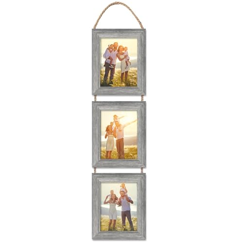 5x7 Wall Hanging Picture Frames Collage with 3 Opening Frames Grey - color: Grey, size: 5x7