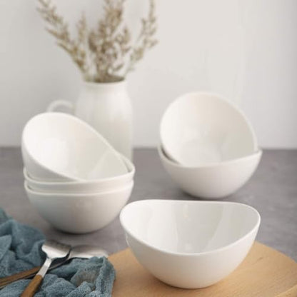 Samsle Porcelain Small Serving Bowls, 10 Ounce Dessert Bowls for Ice Cream Snacks Appetizer Candy Dishes, Dishwasher Safe Durable Ceramic White Bowl for Party, Set of 6 - size: Small（10oz）