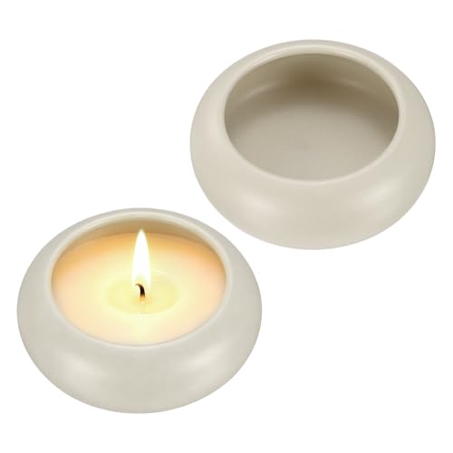 uxcell 2Pcs Pebble Tea Light Candle Holder, 1.2" Height Tealight Candle Holder Handcrafted Ceramic Decorative Calming Home Decor Accent for Table Centerpiece Wedding, Gray - color: Gray