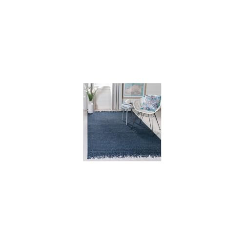 SAFAVIEH Natural Fiber Collection Accent Rug - 2' x 3', Navy, Handmade Boho Fringe Woven Jute, Ideal for High Traffic Areas in Entryway, Living Room, Bedroom (NF368N) - color: Navy, size: 2' x 3' (Rectangular)