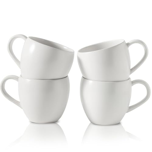 Coffee Mugs Set of 4, Stoneware 16 oz Coffee Cups for Latte, Tea, Milk, Cappuccino, Ceramic Tea Cups for Housewarming Wedding Gift, Microwave & Dishwasher Safe, Matte White - color: Matte White