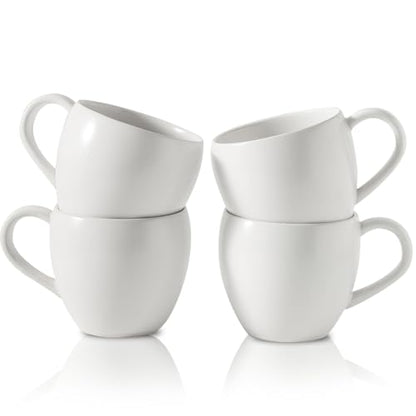 Coffee Mugs Set of 4, Stoneware 16 oz Coffee Cups for Latte, Tea, Milk, Cappuccino, Ceramic Tea Cups for Housewarming Wedding Gift, Microwave & Dishwasher Safe, Matte White - color: Matte White