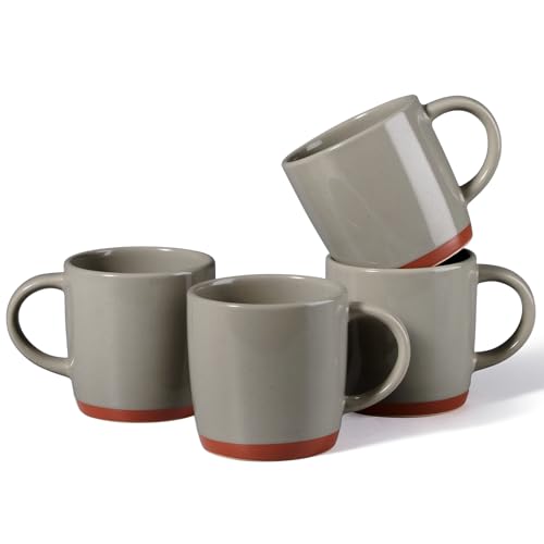 E-far Ceramic Coffee Mug Set of 4, 12oz Stoneware Coffee Cup with Handle, Porcelain Tea Cups, Modern Farmhouse Latte Mug Gift Set for Women & Men, Microwave Safe, Speckled Khaki - color: Speckled Khaki