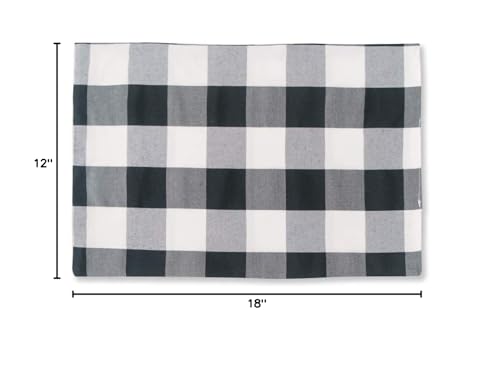 Black & White 2 Side Cotton Buffalo Check Placemats Set of 4 Heat Resistant Dining Table Place Mats for Kitchen Table, 12 x 18 inches - color: Plaids Black & White, size: Rectangular Placemats 12" x 18"