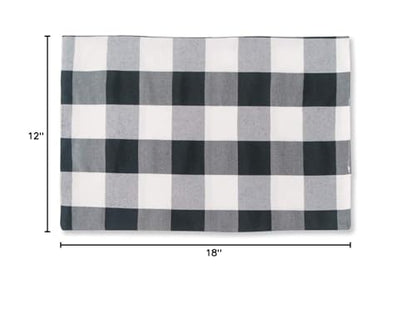 Black & White 2 Side Cotton Buffalo Check Placemats Set of 4 Heat Resistant Dining Table Place Mats for Kitchen Table, 12 x 18 inches - color: Plaids Black & White, size: Rectangular Placemats 12" x 18"