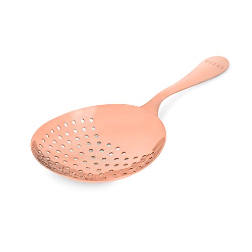 Viski Julep Stainless Steel Cocktail Strainer, Bar Tools, Drinks Spoon for Bartenders and Mixologists, Home or Commercial Use, Professional Metal Barware, Copper - color: Copper, style: Julep