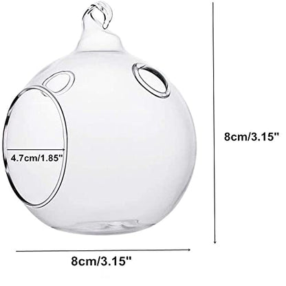 3.15 inches Hanging Tealight Holder Glass Globes Terrarium Wedding Candle Holder Candlestick (18 Pcs/Set) (18pcs)