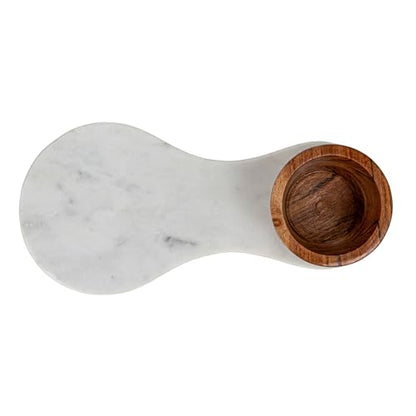 Bloomingville Marble Serving Board with Mango Wood Bowl, White and Natural