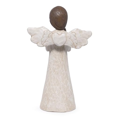 Hodao Christmas Angel Figurine, Praying Resin Figurines for Indoor Christmas Decorations, Wood‑Carved Style Tabletop Ornaments, 8.5in Tall, Holiday Home Decor & Gift for Women, Family, Friends - style: Z-praying-big