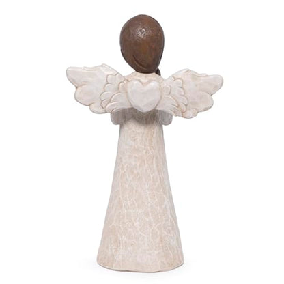 Hodao Christmas Angel Figurine, Praying Resin Figurines for Indoor Christmas Decorations, Wood‑Carved Style Tabletop Ornaments, 8.5in Tall, Holiday Home Decor & Gift for Women, Family, Friends - style: Z-praying-big