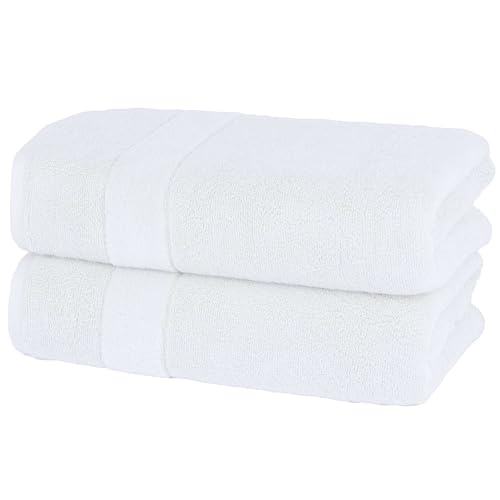 Soft Premium 2PC Turkish Cotton 800GSM Bathroom Hand Towels White Luxury Hand Towels for Bathroom Hotel & Spa Quality, Durable & Absorbent, 20" x 35, White - color: White, size: Hand Towel