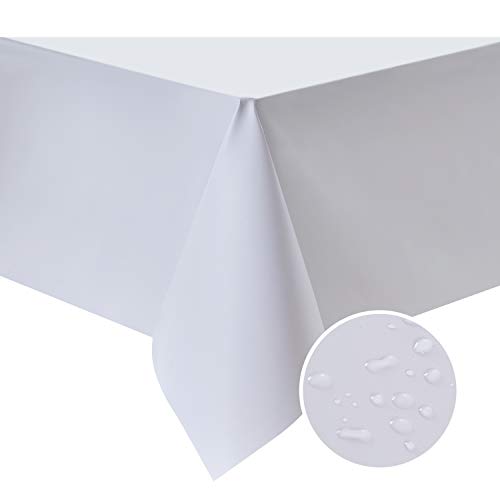 NLMUVW White Square Vinyl Tablecloth 48 Inch 100% Waterproof Oil Proof PVC Table Cloth Wipe Clean Table Cover for Kitchen Dining Picnic, 48 x 48 Inch - color: White, size: 48" x 48" (Square)