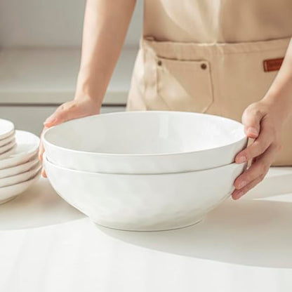 HOMBENE Large Pasta Bowls Set of 2, 10 Inch Pasta Serving Bowl Dinner Bowls, Kitchen Bowl Set, Microwave and Dishwasher Safe, Scratch Resistant, Set of 2 - color: White, size: 10.5 IN