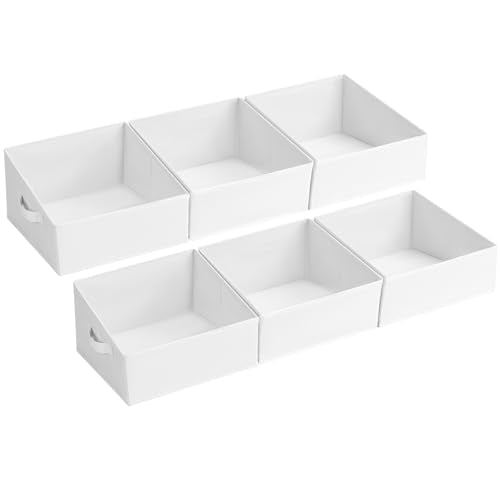 DIMJ Closet Storage Bins 6 Pack - Fabric Trapezoid Organizer Bin, Foldable Storage Baskets for Shelves, Closet Shelf Organizer, Clothing Storage Box for Toys, Books, Towel, Clothes, White - color: White, size: 6 Bins 11.4"x11.4"x7.8"