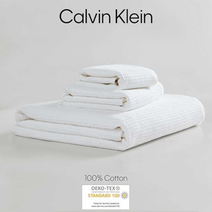 Calvin Klein - Bath Towels, Super Soft & Absorbent Cotton Towels, Oeko-Tex Certified (Eternity Solid White, 3-Piece) - color: Entwine White, size: 3 Pack