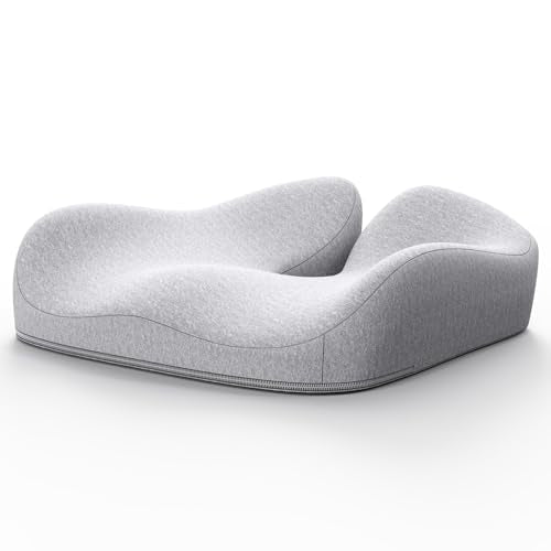 Benazcap Seat Cushion, Memory Foam Cushion for Office Chair - Ergonomic Chair Cushions for Tailbone Pain Relief, Sciatica & Back Support, Office Chair Cushion & Car Seat Cushion, Grey - color: Gray