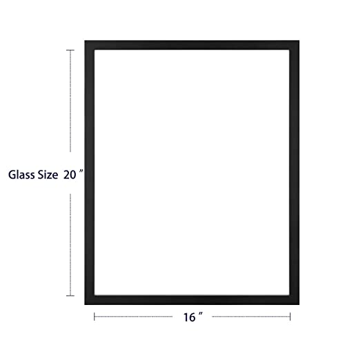 ONE WALL 16x20 Floating Frame, Black Wood Double Glass Float Picture Frame | Display 16x20/11x14 Inch Photos or Plant or Petal Specimens for Wall Hanging, Mounting Accessories Included - size: 16X20