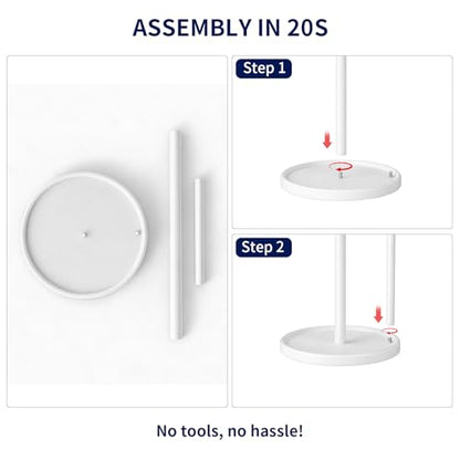Jesginboo Paper Towel Holder Countertop, White Kitchen Paper Towels Holder, Paper Roll Holder with Weighted Base - color: White