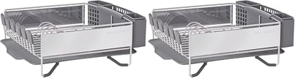KitchenAid Compact Space Saving,Dish Rack with Removable Flatware Caddy and Angled Self Draining Drainboard,Satin Gray,15-Inch-by-13.25-Inch,(Pack of 2) - color: Gray, size: Compact (Pack of 2)